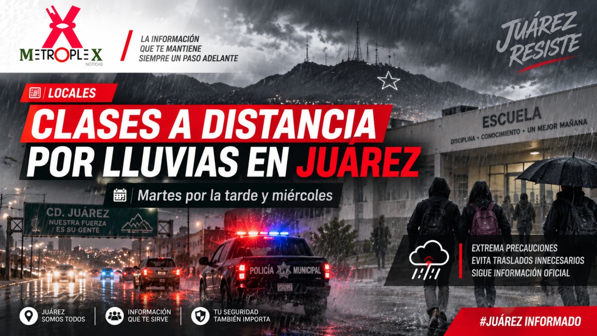 Por lluvias, escuelas de Juárez pasan a clases a distancia esta tarde y todo el miércoles
