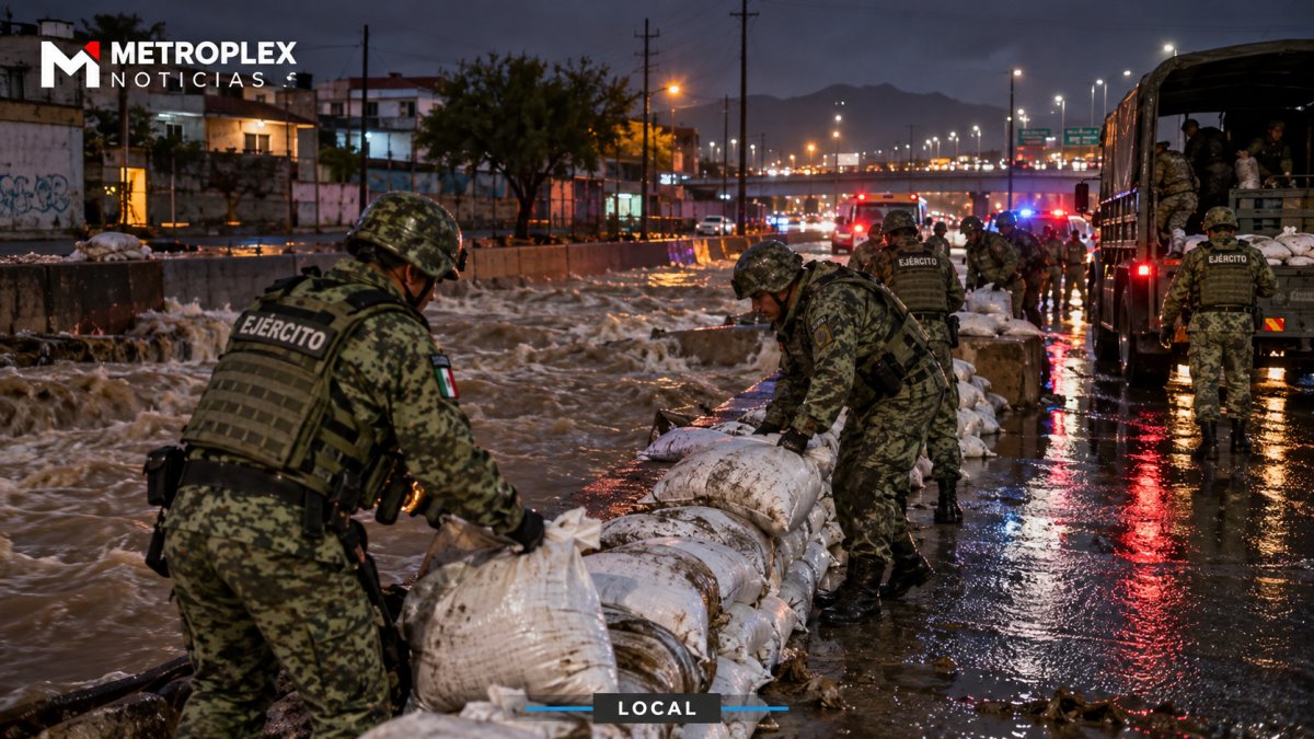 Se desborda dique en Eje Vial Juan Gabriel; Ejército coloca costaleras para proteger La Presa