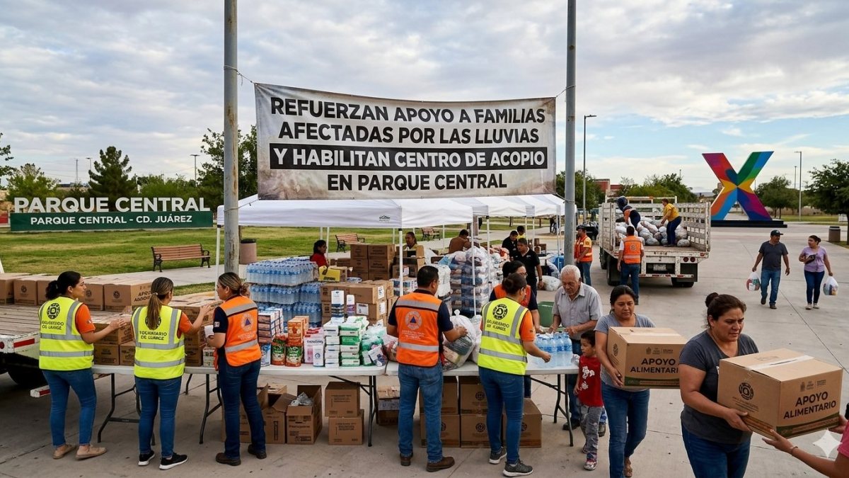 Refuerzan apoyo a familias afectadas por las lluvias y habilitan centro de acopio en Parque Central