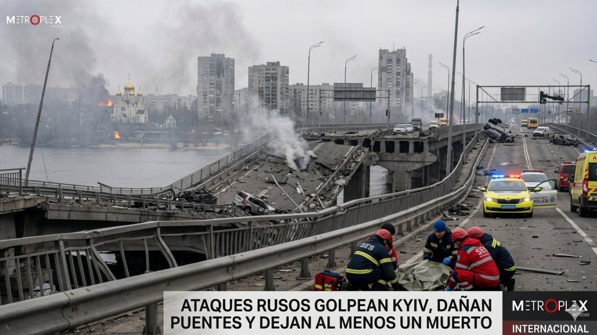 Ataques rusos golpean Kyiv, dañan puentes y dejan al menos un muerto