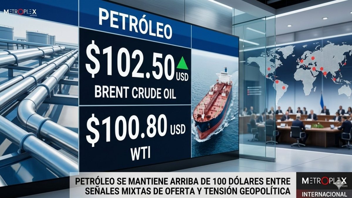 Petróleo se mantiene arriba de 100 dólares entre señales mixtas de oferta y tensión geopolítica