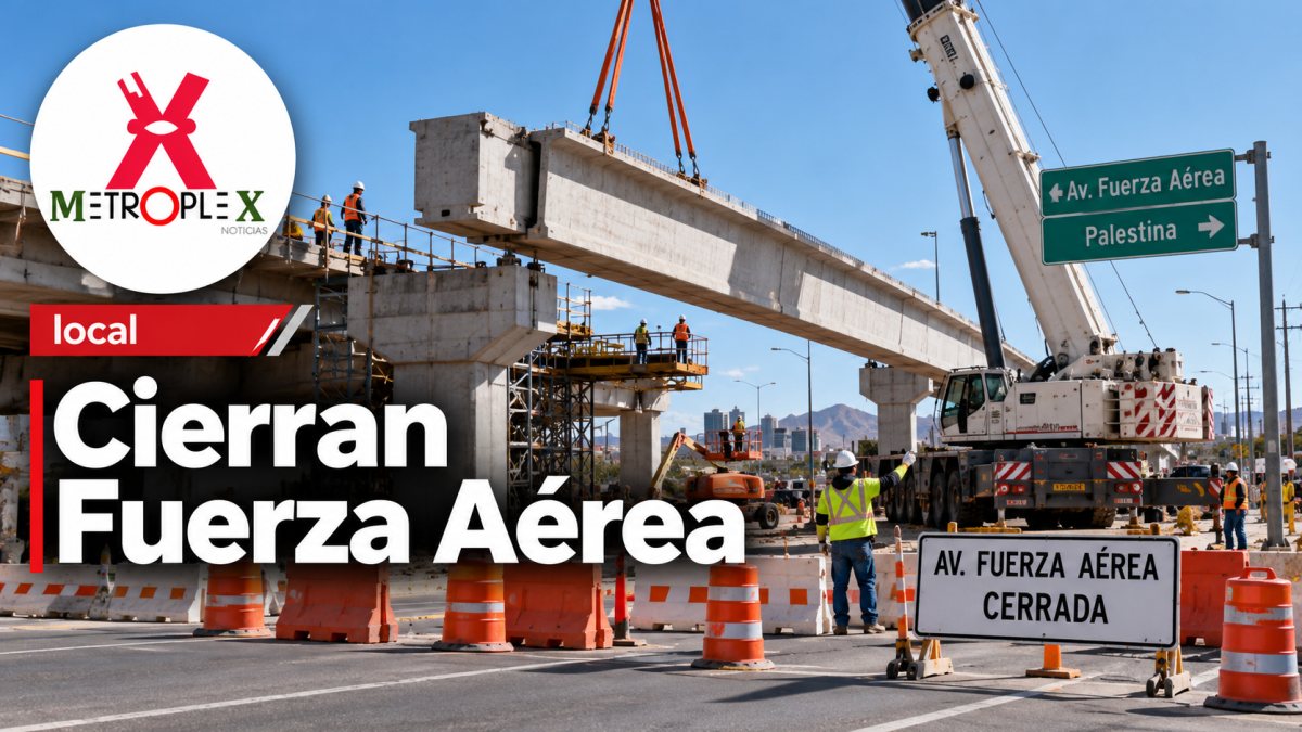 Cierre de avenida Fuerza Aérea por montaje de puente en Palestina, Chihuahua